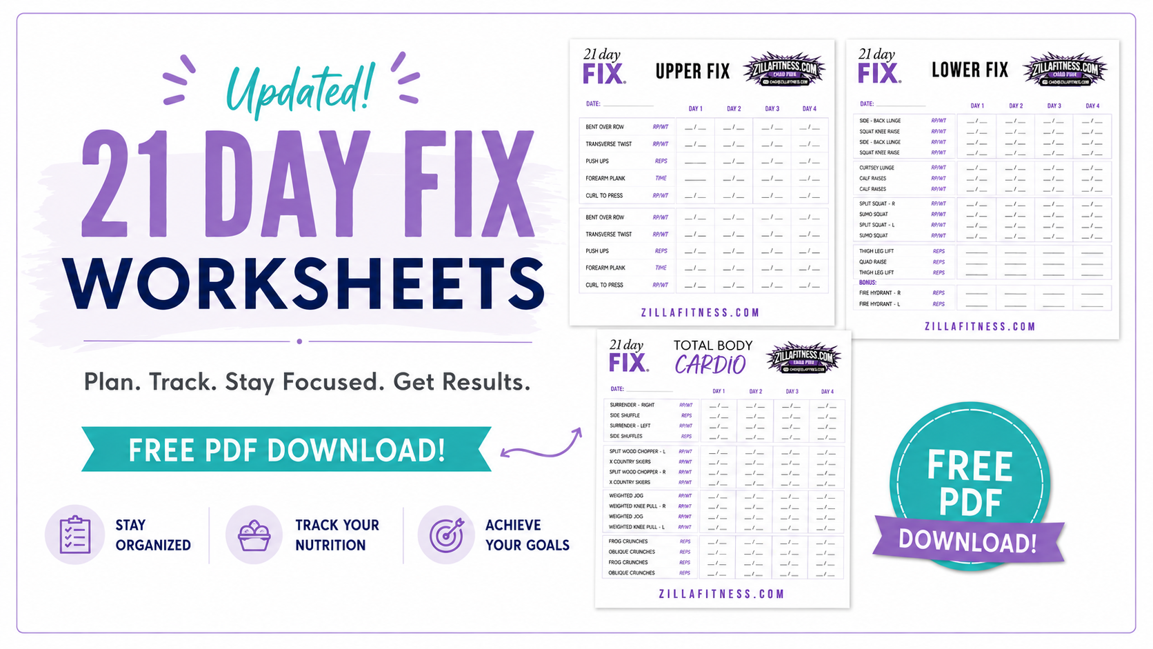 21 day fix worksheets zillafitness