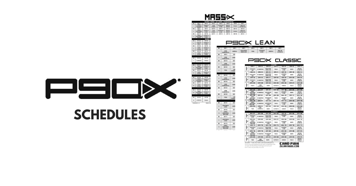 Printable P90x Workout Schedule Sheets