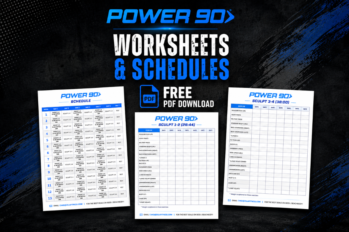 power 90 schedule calendar worksheets
